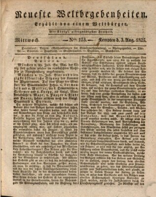 Neueste Weltbegebenheiten (Kemptner Zeitung) Mittwoch 3. August 1825