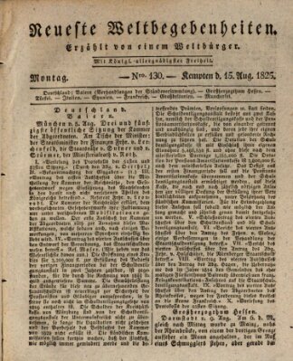 Neueste Weltbegebenheiten (Kemptner Zeitung) Montag 15. August 1825