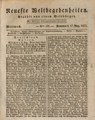 Neueste Weltbegebenheiten (Kemptner Zeitung) Mittwoch 17. August 1825