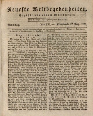 Neueste Weltbegebenheiten (Kemptner Zeitung) Montag 22. August 1825