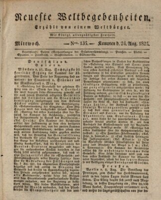 Neueste Weltbegebenheiten (Kemptner Zeitung) Mittwoch 24. August 1825