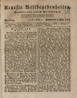 Neueste Weltbegebenheiten (Kemptner Zeitung) Freitag 2. September 1825