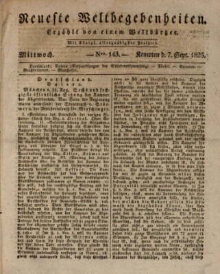 Neueste Weltbegebenheiten (Kemptner Zeitung) Mittwoch 7. September 1825