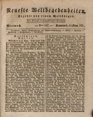 Neueste Weltbegebenheiten (Kemptner Zeitung) Mittwoch 14. September 1825