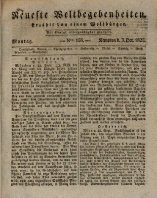 Neueste Weltbegebenheiten (Kemptner Zeitung) Montag 3. Oktober 1825