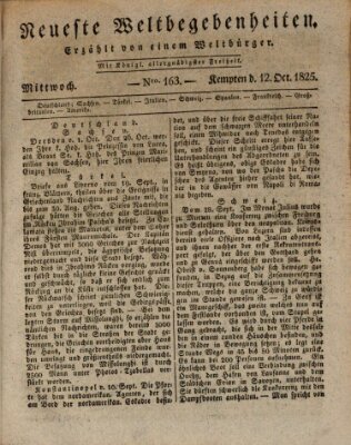 Neueste Weltbegebenheiten (Kemptner Zeitung) Mittwoch 12. Oktober 1825