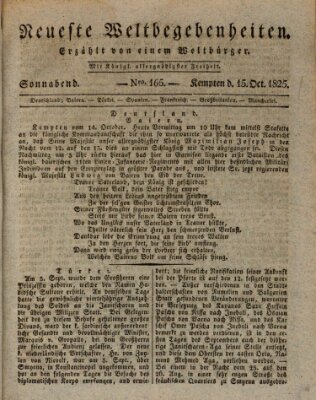 Neueste Weltbegebenheiten (Kemptner Zeitung) Samstag 15. Oktober 1825