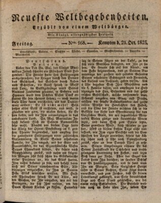 Neueste Weltbegebenheiten (Kemptner Zeitung) Freitag 21. Oktober 1825