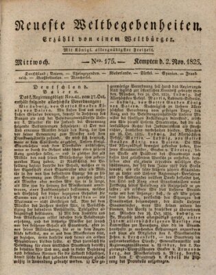 Neueste Weltbegebenheiten (Kemptner Zeitung) Mittwoch 2. November 1825