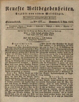 Neueste Weltbegebenheiten (Kemptner Zeitung) Samstag 5. November 1825