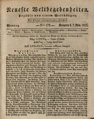 Neueste Weltbegebenheiten (Kemptner Zeitung) Montag 7. November 1825