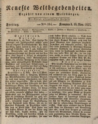 Neueste Weltbegebenheiten (Kemptner Zeitung) Freitag 18. November 1825