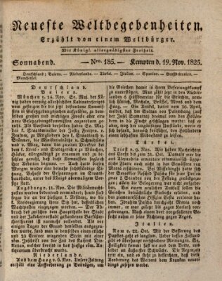 Neueste Weltbegebenheiten (Kemptner Zeitung) Samstag 19. November 1825