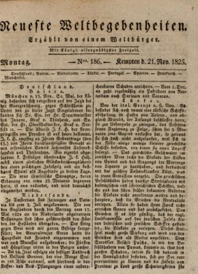 Neueste Weltbegebenheiten (Kemptner Zeitung) Montag 21. November 1825