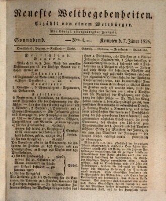 Neueste Weltbegebenheiten (Kemptner Zeitung) Samstag 7. Januar 1826