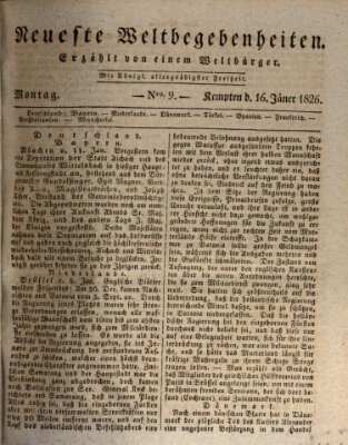 Neueste Weltbegebenheiten (Kemptner Zeitung) Montag 16. Januar 1826