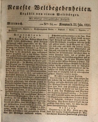 Neueste Weltbegebenheiten (Kemptner Zeitung) Mittwoch 25. Januar 1826