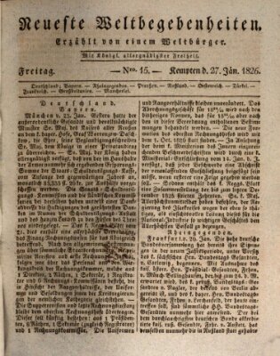 Neueste Weltbegebenheiten (Kemptner Zeitung) Freitag 27. Januar 1826