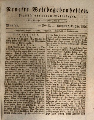 Neueste Weltbegebenheiten (Kemptner Zeitung) Montag 30. Januar 1826