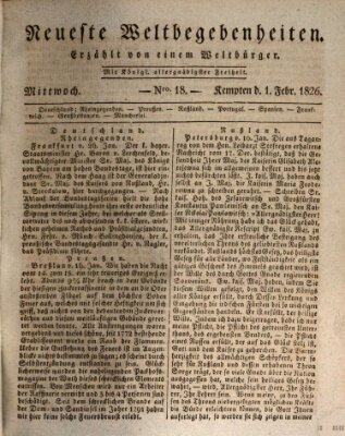 Neueste Weltbegebenheiten (Kemptner Zeitung) Mittwoch 1. Februar 1826