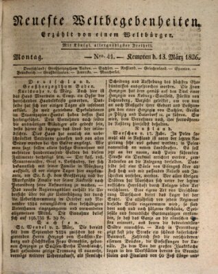 Neueste Weltbegebenheiten (Kemptner Zeitung) Montag 13. März 1826