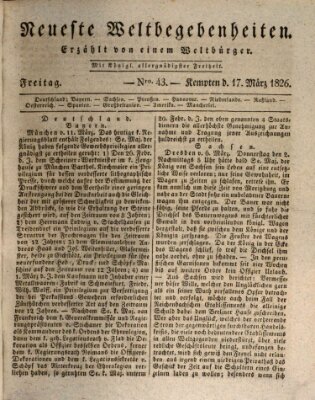 Neueste Weltbegebenheiten (Kemptner Zeitung) Freitag 17. März 1826