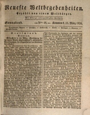 Neueste Weltbegebenheiten (Kemptner Zeitung) Samstag 25. März 1826