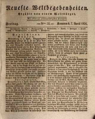 Neueste Weltbegebenheiten (Kemptner Zeitung) Freitag 7. April 1826