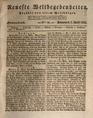 Neueste Weltbegebenheiten (Kemptner Zeitung) Samstag 8. April 1826