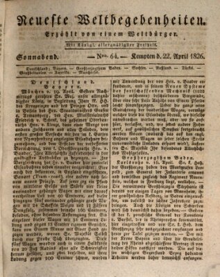 Neueste Weltbegebenheiten (Kemptner Zeitung) Samstag 22. April 1826