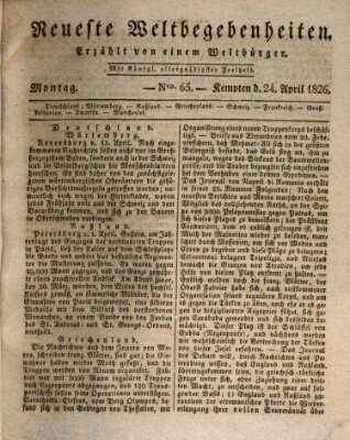 Neueste Weltbegebenheiten (Kemptner Zeitung) Montag 24. April 1826