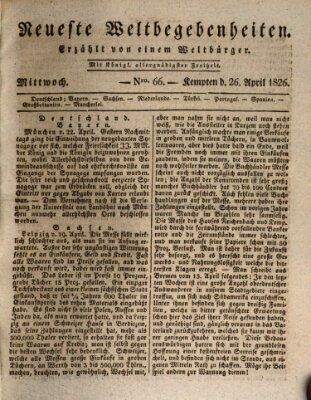 Neueste Weltbegebenheiten (Kemptner Zeitung) Mittwoch 26. April 1826