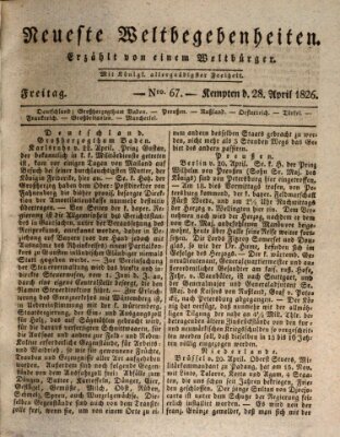 Neueste Weltbegebenheiten (Kemptner Zeitung) Freitag 28. April 1826