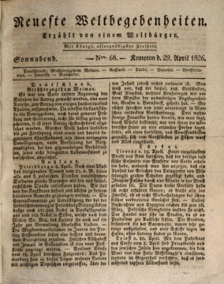 Neueste Weltbegebenheiten (Kemptner Zeitung) Samstag 29. April 1826