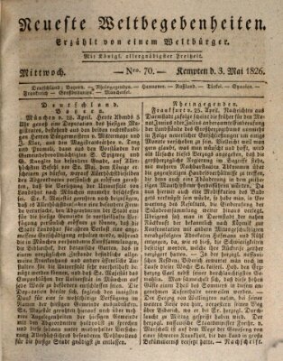 Neueste Weltbegebenheiten (Kemptner Zeitung) Mittwoch 3. Mai 1826