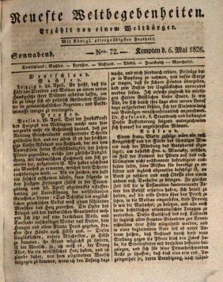 Neueste Weltbegebenheiten (Kemptner Zeitung) Samstag 6. Mai 1826