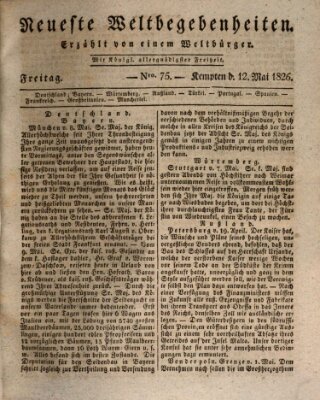 Neueste Weltbegebenheiten (Kemptner Zeitung) Freitag 12. Mai 1826