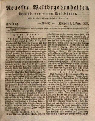 Neueste Weltbegebenheiten (Kemptner Zeitung) Freitag 2. Juni 1826