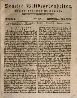 Neueste Weltbegebenheiten (Kemptner Zeitung) Montag 5. Juni 1826