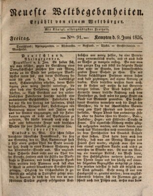 Neueste Weltbegebenheiten (Kemptner Zeitung) Freitag 9. Juni 1826