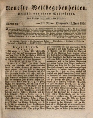 Neueste Weltbegebenheiten (Kemptner Zeitung) Montag 12. Juni 1826