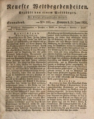 Neueste Weltbegebenheiten (Kemptner Zeitung) Samstag 24. Juni 1826