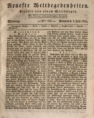 Neueste Weltbegebenheiten (Kemptner Zeitung) Montag 3. Juli 1826