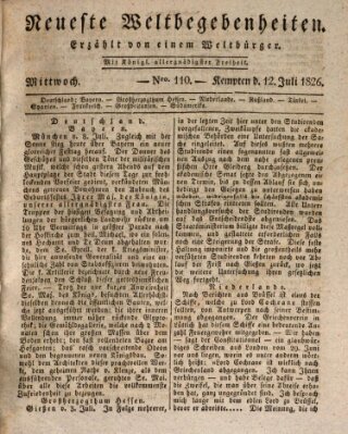 Neueste Weltbegebenheiten (Kemptner Zeitung) Mittwoch 12. Juli 1826