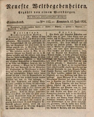 Neueste Weltbegebenheiten (Kemptner Zeitung) Samstag 15. Juli 1826