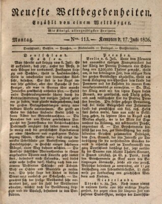 Neueste Weltbegebenheiten (Kemptner Zeitung) Montag 17. Juli 1826