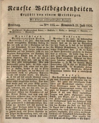 Neueste Weltbegebenheiten (Kemptner Zeitung) Freitag 21. Juli 1826