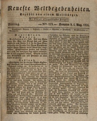 Neueste Weltbegebenheiten (Kemptner Zeitung) Freitag 4. August 1826