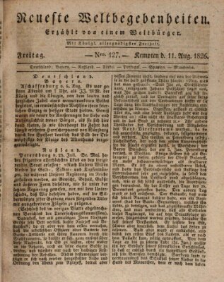 Neueste Weltbegebenheiten (Kemptner Zeitung) Freitag 11. August 1826