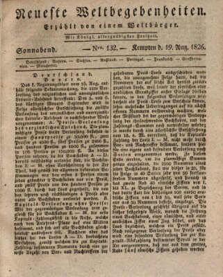 Neueste Weltbegebenheiten (Kemptner Zeitung) Samstag 19. August 1826